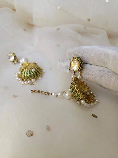 Pritam Niwas detachable green jhumkas