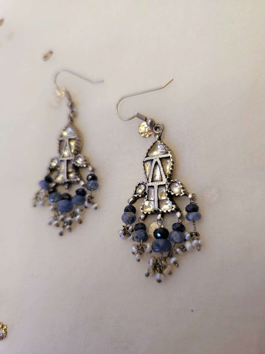 Silver shafri sapphire earrings