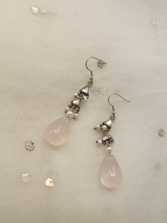 Rose quartz drop earrings