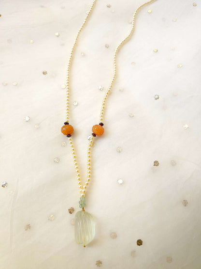 Aventurine citrine long necklace