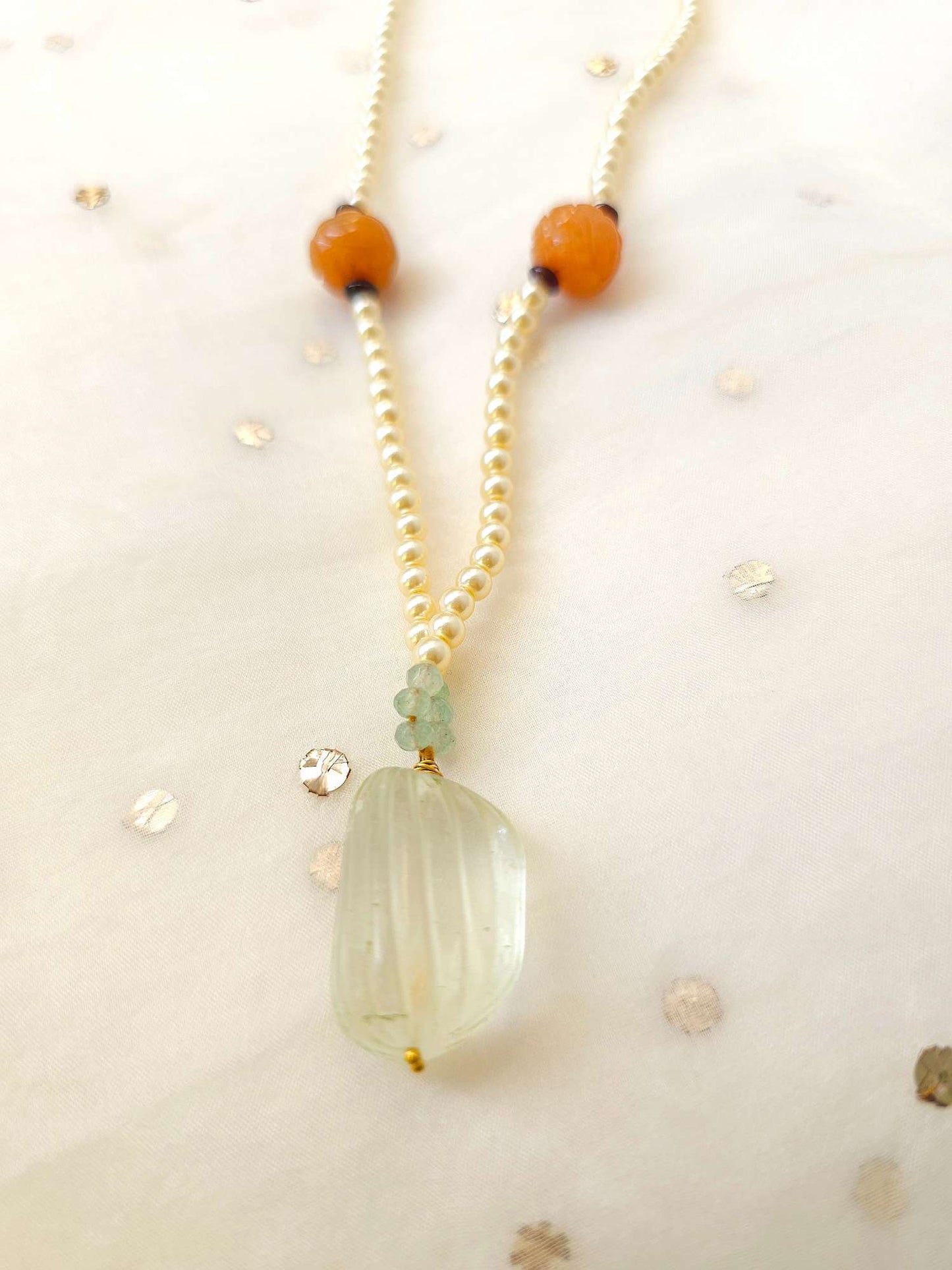 Aventurine citrine long necklace