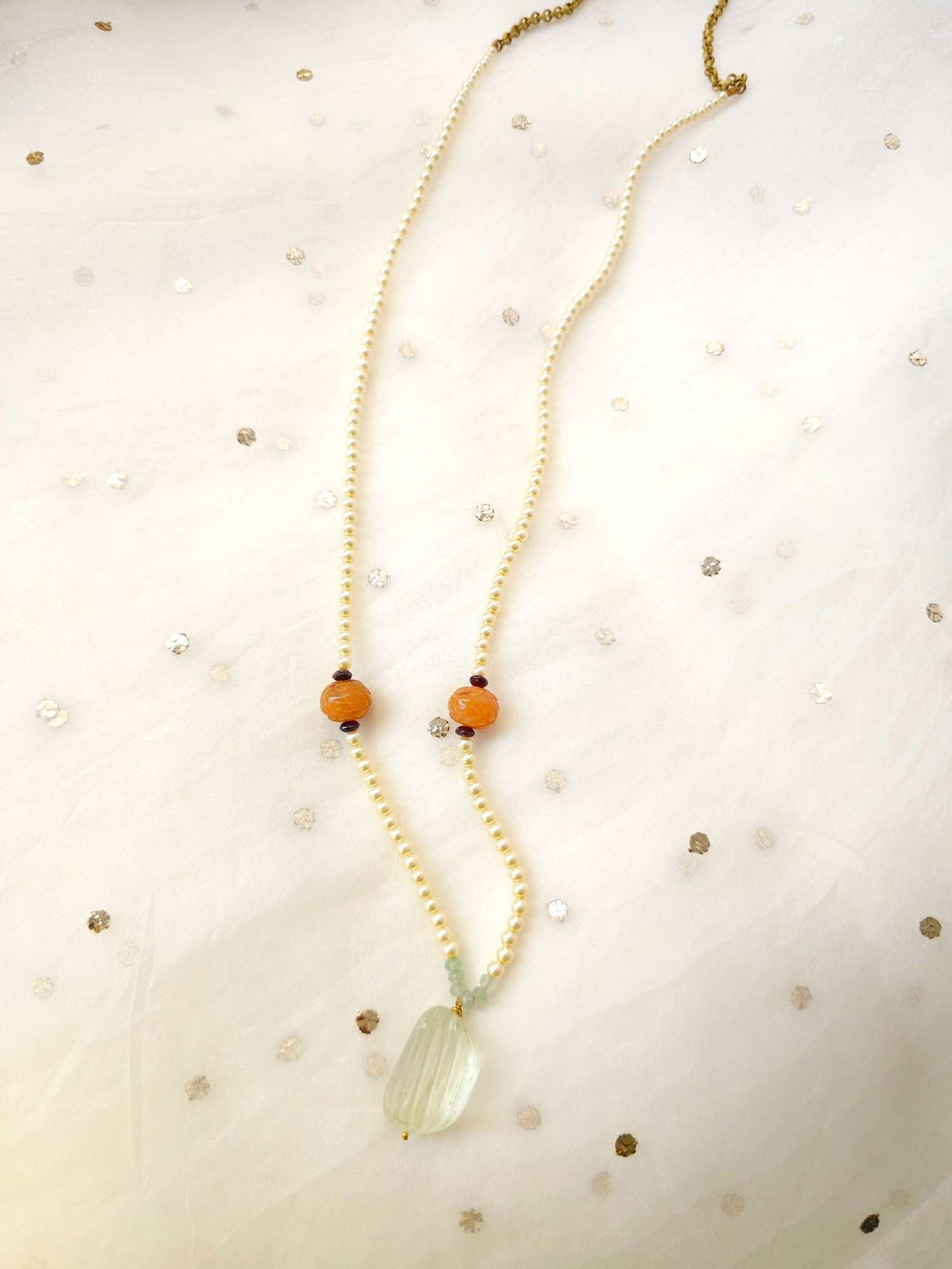 Aventurine citrine long necklace