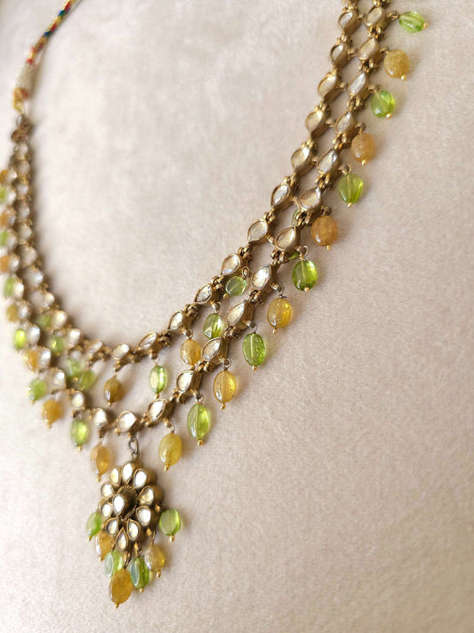 Champagne antique peridot necklace