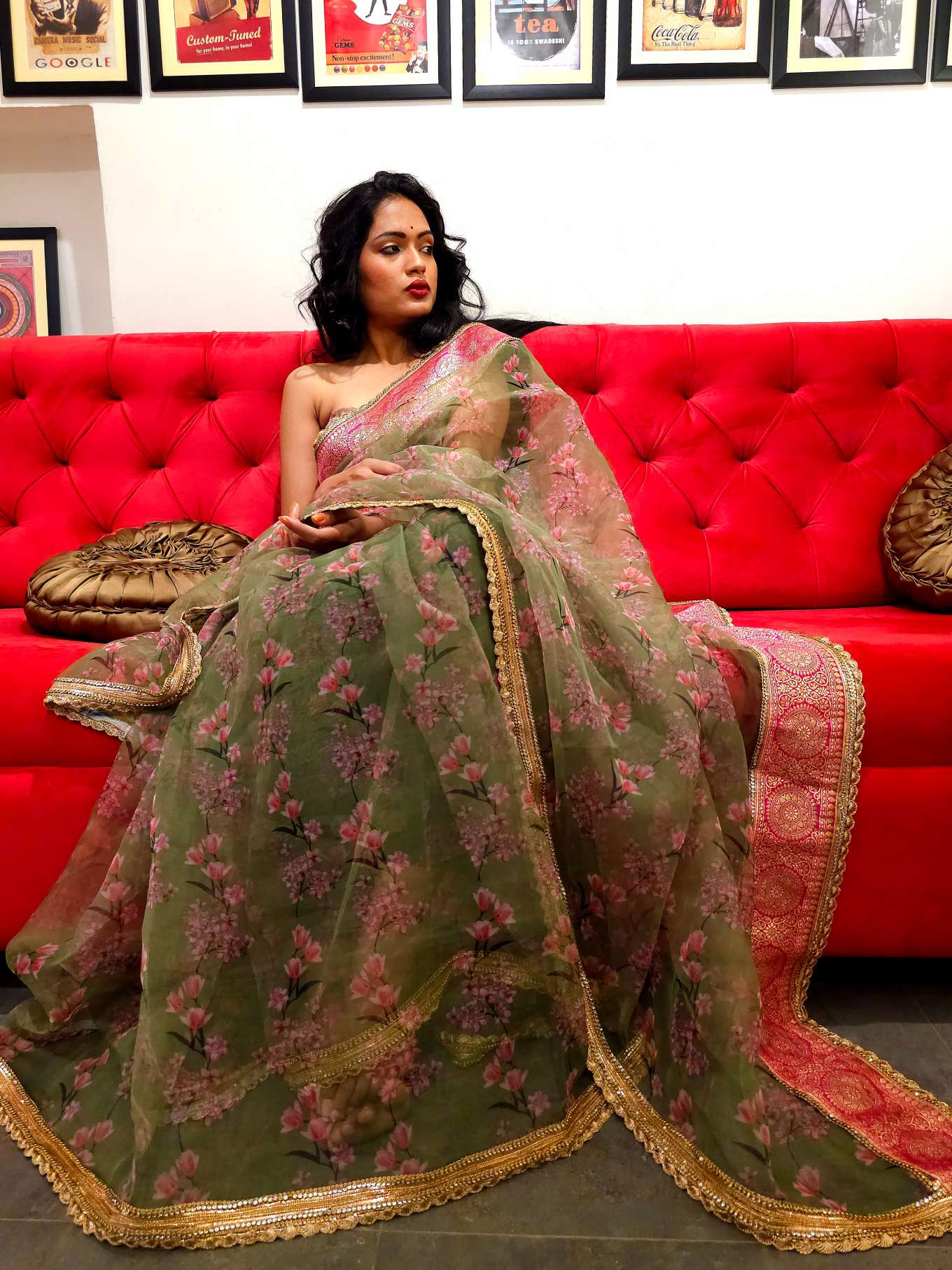 Pear organza gota saree