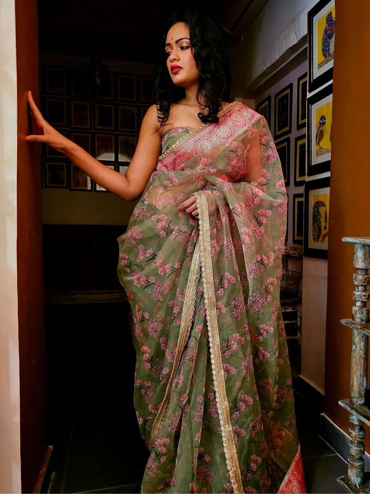 Pear organza gota saree